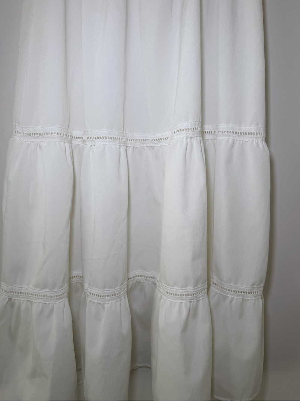 White Trim Tiered Maxi Skirt Size M/L - Picture 2 of 7